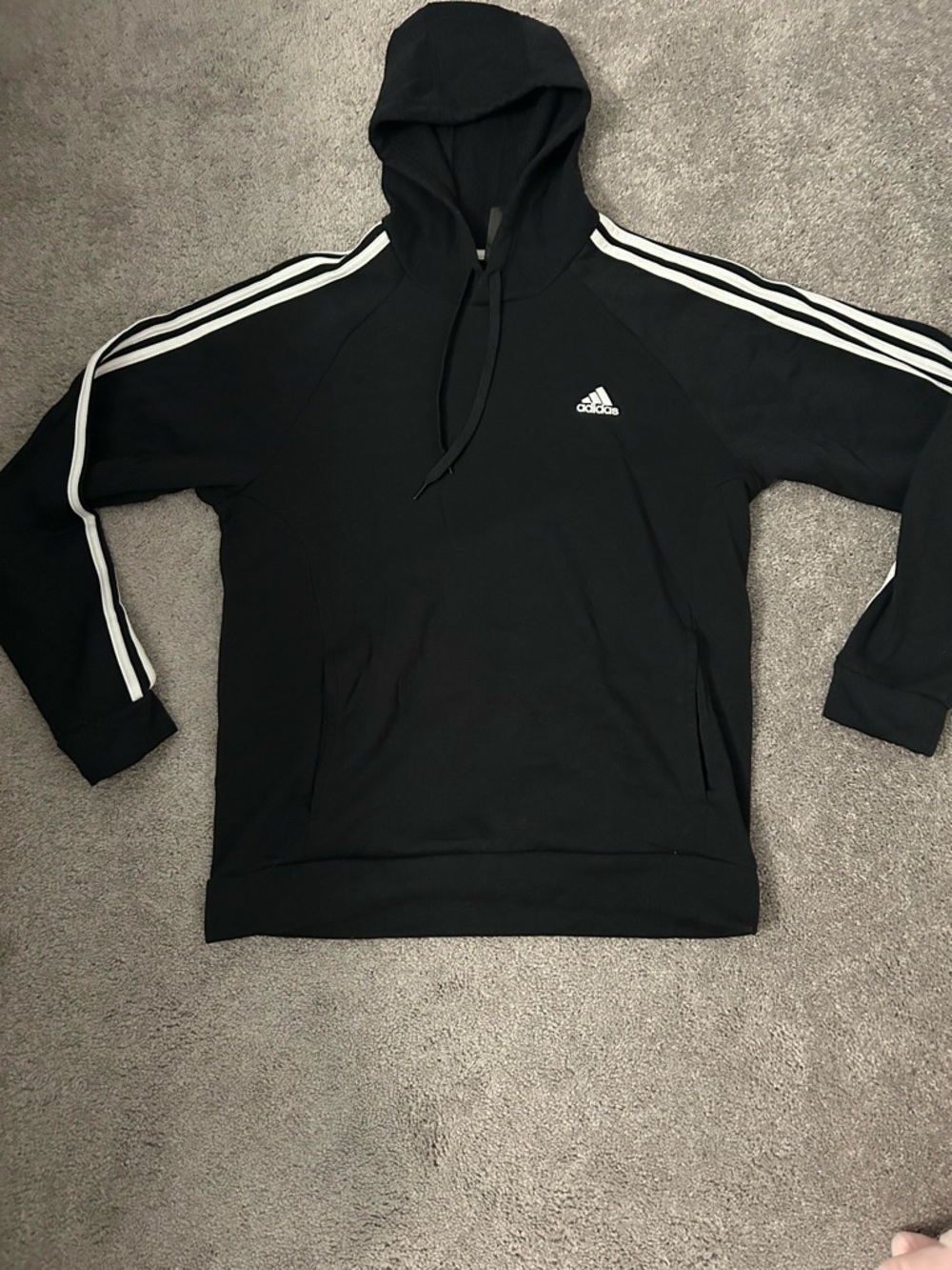adidas Black Hoodie with White Inner Trim